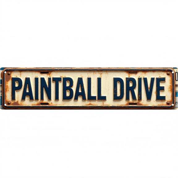 Wall Decor 16*4 Inch Tin Signs "PAINTBALL DRIVE" Game Room Fun Decor