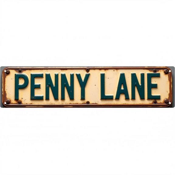 Wall Decor 16*4 Inch Tin Signs "PENNY LANE" Vintage Music Room Decor