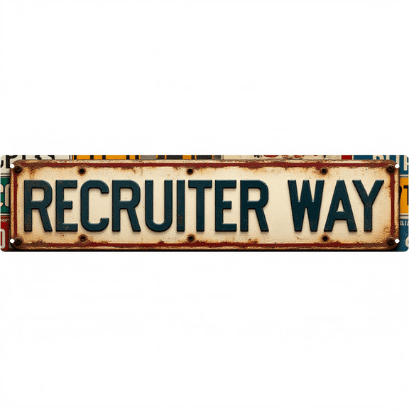 Wall Decor 16*4 Inch Tin Signs RECRUITER WAY Human Resource Retro Decor