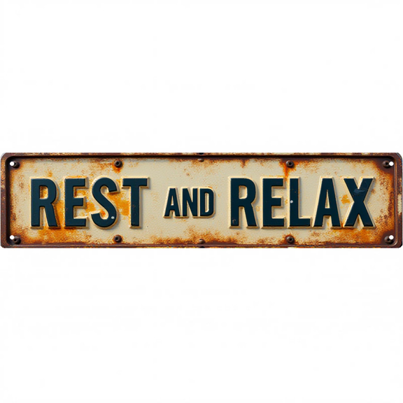 Wall Decor 16*4 Inch Tin Signs "REST AND RELAX" Bedroom Patio Calm Decor