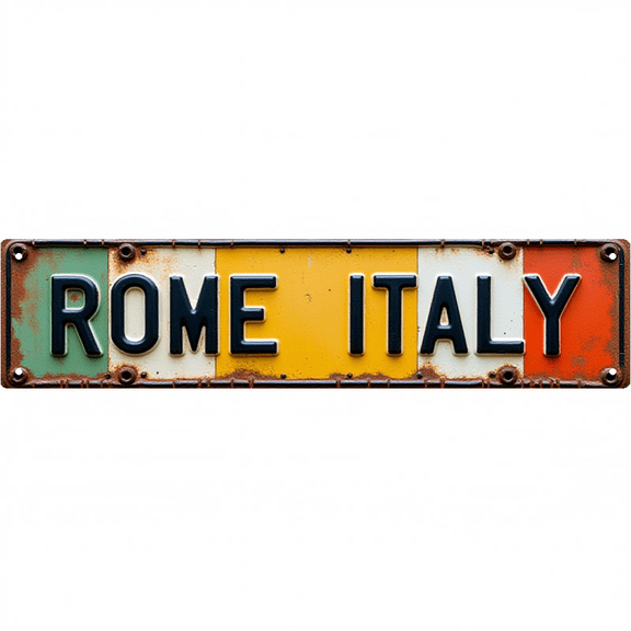 Wall Decor 16*4 Inch Tin Signs ROME ITALY Italian Capital Retro Decor