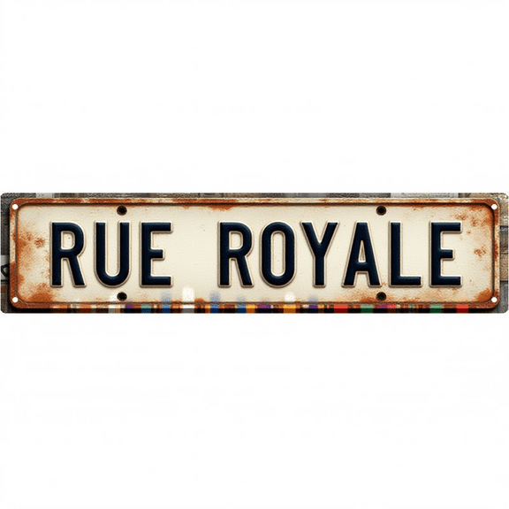 Wall Decor 16*4 Inch Tin Signs "RUE ROYALE" Bar Elegant Wall Decor
