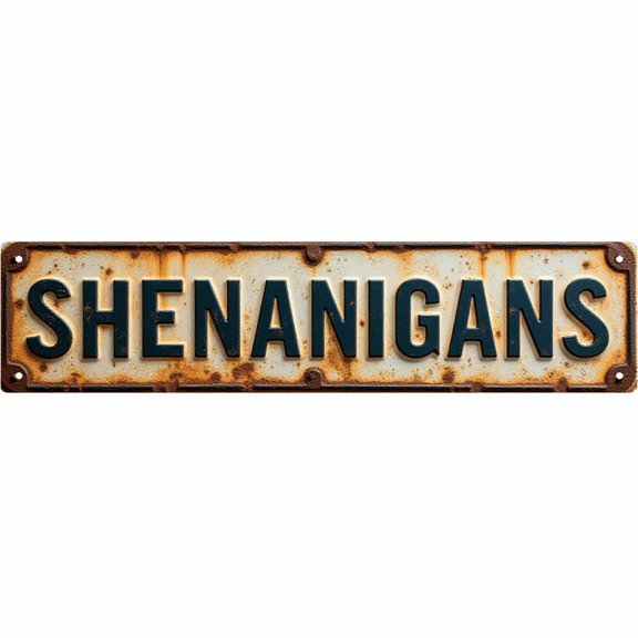 Wall Decor 16*4 Inch Tin Signs "SHENANIGANS" Retro Funny Casual Home Decor