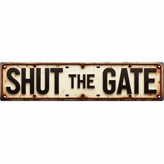 Wall Decor 16*4 Inch Tin Signs "SHUT THE GATE" Fence Patio Outdoor Decor