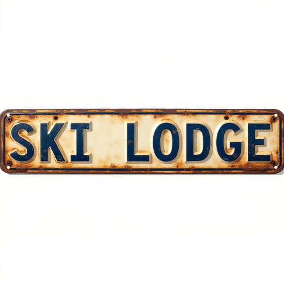 Wall Decor 16*4 Inch Tin Signs "SKI LODGE" Winter Resort Rustic Decor