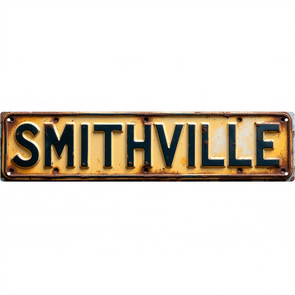 Wall Decor 16*4 Inch Tin Signs "SMITHVILLE" Town Home Personalized Decor