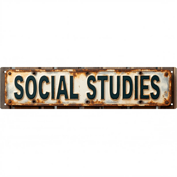 Wall Decor 16*4 Inch Tin Signs "SOCIAL STUDIES STREET" School Study Decor