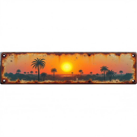 Wall Decor 16*4 Inch Tin Signs "SUNSET LANDSCAPE ART" Home Calm Decor