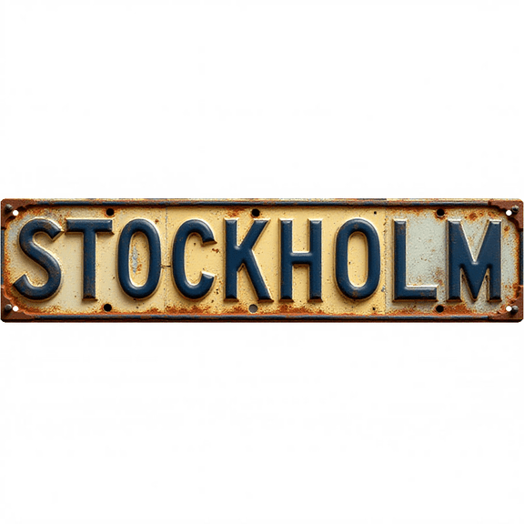 Wall Decor 16*4 Inch Tin Signs SWEDEN STOCKHOLM Northern Europe Exotic Style Decor
