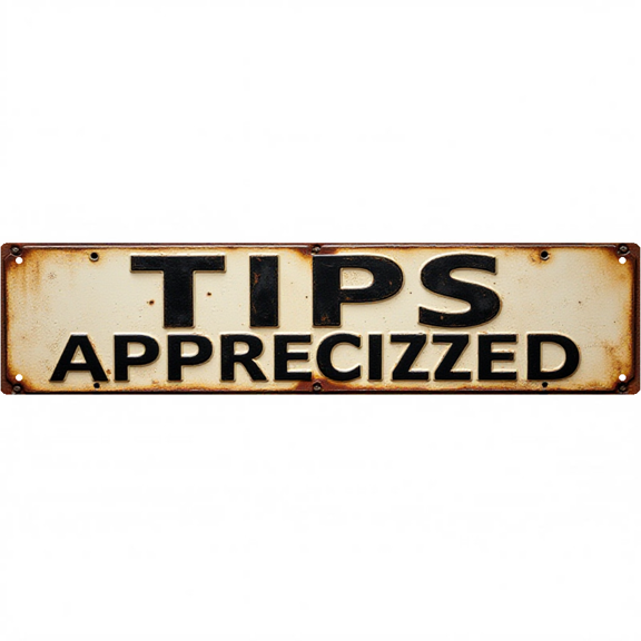 Wall Decor 16*4 Inch Tin Signs "TIPS APPRECIATED" Bar Shop Business Decor
