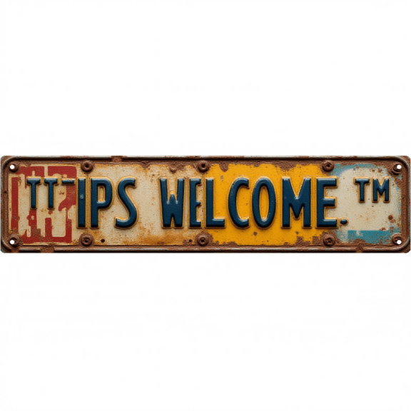 Wall Decor 16*4 Inch Tin Signs TIPS WELCOME Service Reminder Retro Business Decor