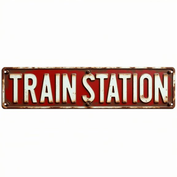 Wall Decor 16*4 Inch Tin Signs "TRAIN STATION" Railroad Vintage Decor