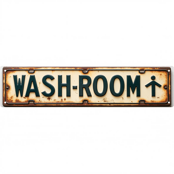 Wall Decor 16*4 Inch Tin Signs WASHROOM Simple Practical Space Mark Decor