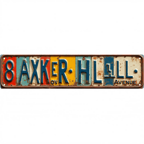 Wall Decor 16*4 Inches "BUNKER HILL AVENUE" "Vivid Character" "Road Token" Garden Ranch Fence Weather-Resistant Material