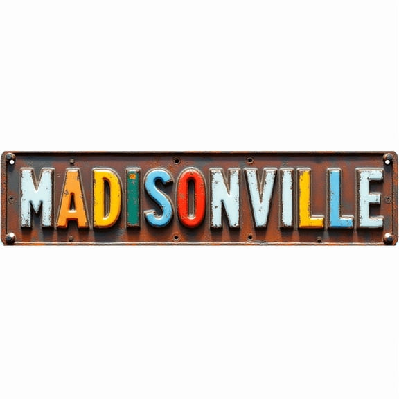 Wall Decor 16*4 Inches "MADISONVILLE" Street Yard Backyard Bar Colorful Letter Plaque