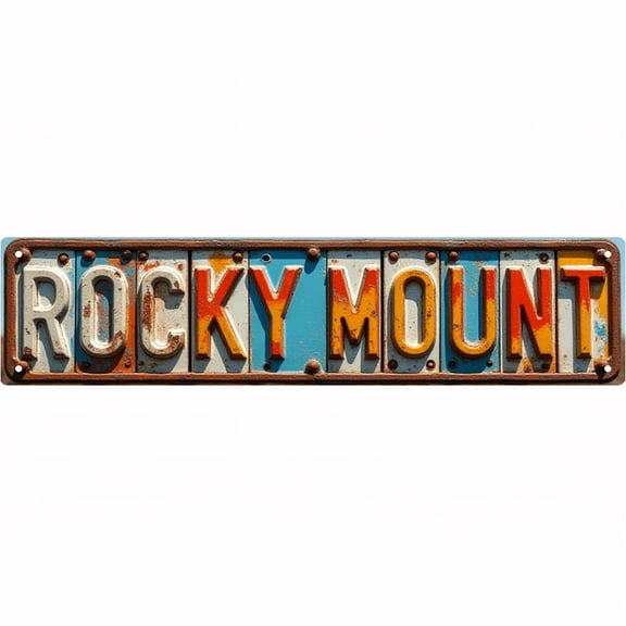 Wall Decor 16*4 Inches "ROCKY MOUNT" Street Yard Bar Fence Colorful Letter Plaque