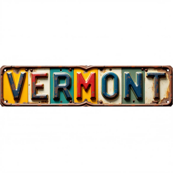 Wall Decor 16*4 Inches "VERMONT STREET" "Vivid Font" "Road Charm" Garden Ranch Fence Weather-Resistant Material