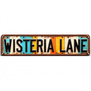 Wall Decor 16*4 Inches "WISTERIA LANE" "Bright Font" "Lane Emblem" Garden Ranch Fence Sturdy Construction