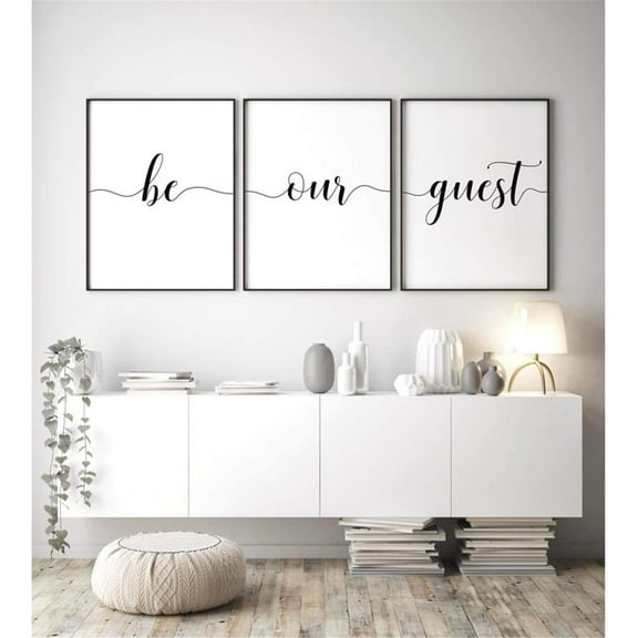 Wall Decor 3 Pieces Be Our Guest Sign Canvas Painting Prints Art Poster Pictures for Living Room Guest Room Decor No Frame