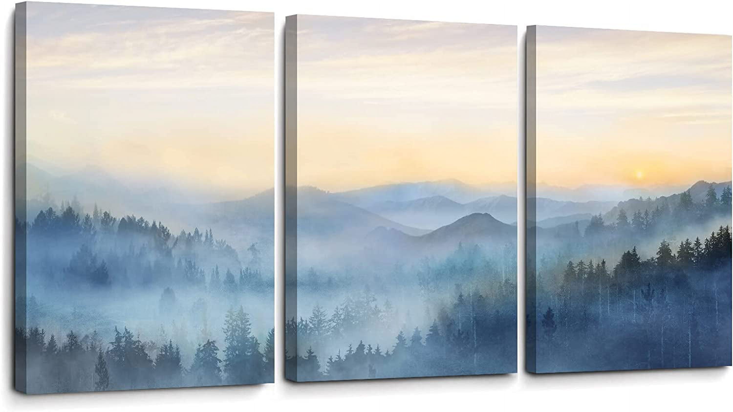 Misty Forest Sunrise Framed Canvas Print Set