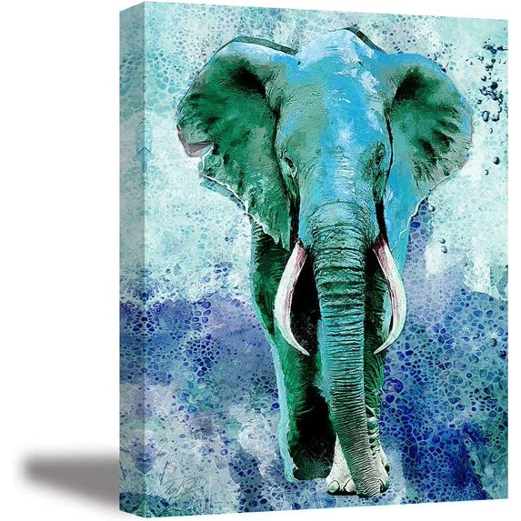 Wall Decor for Bedroom of Waterproof Elephant Decor,Wall Decor for Living Room with Turquoise Decor Paintings,Bathroom Wall Art by Original Inspirational Teal Decor,Wood Inside Framed (12x16)