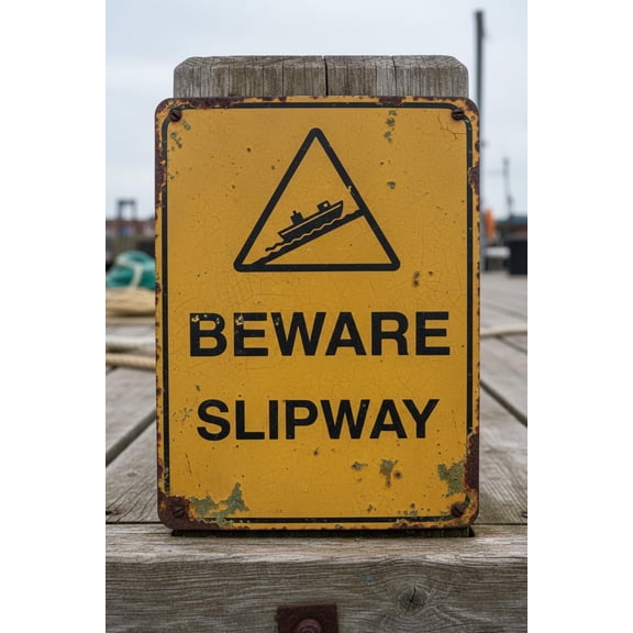 Wall Decor Beware Slipway - Water Safety Sign Metal Sign 8"x12"es Clear Signage For S, Fences Vintage Signs Aluminum Plates Printed