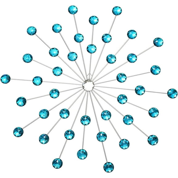 Wall Decor Bling 3D,Wall Art Hanging Rhinestone Decor,Home Decorative for Living Room, Home, Bedroom,Kitchen, Silver Blue, Diameter 44.5cm