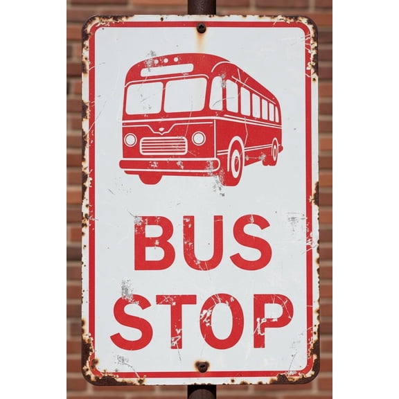 Wall Decor Bus Stop Area Zone Waiting Transportation Stop Public Aluminum Sign 8"x12" Vintage Signs Plates Printed