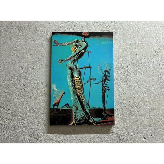 Wall Decor, Canvas Giraffe Wall Decor, Reproduction Artwork, The Burning Giraffe, Famous Canvas, Vintage Art Canvas, Canvas Wall Decor - Gallery Wrapped