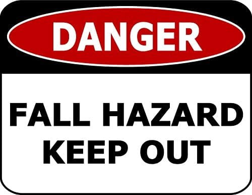 Wall Decor Danger Fall Hazard Keep Out Sign Metal Tin Sign 12" x 8 ...