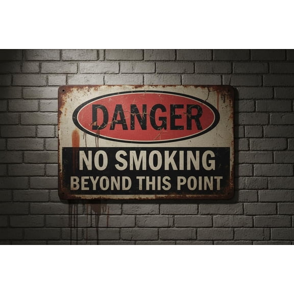 Wall Decor Danger No Smoking Beyond This Point Metal Sign 8"x12" Clear Signage For S, Fences Vintage Signs Aluminum Plates Printed