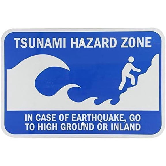 Wall Decor Decoration Sign Tsunami Hazard Zone with Graphic Sign Business Sign Metal Tin Sign 8 X 12 Inch