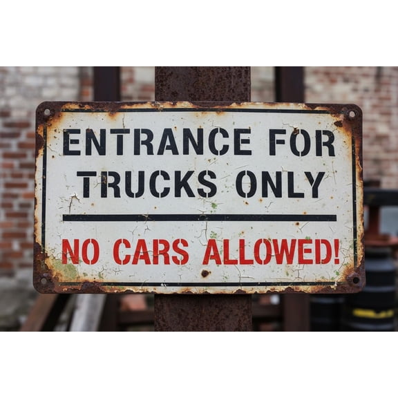 Wall Decor Entrance For Trucks Only No Cars Allowed Sign. 8"x12"Metal. Vintage Signs Aluminum Plates Printed