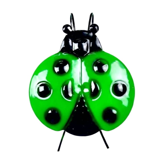 Wall Decor, Green Metal Ladybug Wall Art, 1 Piece, For Garden Living Room Hanging Decoration