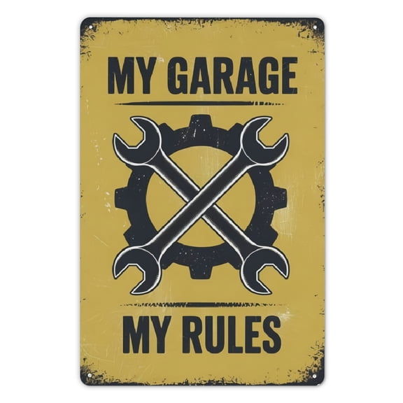 Wall Decor For Home Kitchen Bathroom Farm Garden Garage, Garage Authority Tin Sign 8X12IN Rustic Metal Wall Art for Workshop, Man Cave & Auto Enthusiast Decor Wall Decor