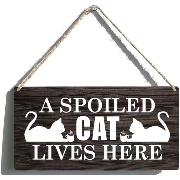 Wall Decor Metal Sign Funny Cat Metal Signs A Spoiled Cat Lives Here Metal Signs Home Decor Rustic Signs 8x12 Inch