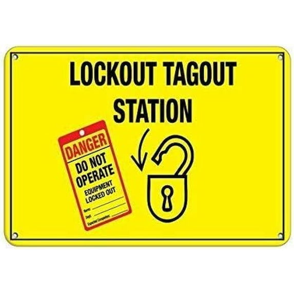 Wall Decor Metal Sign Great Tin Signs Lockout Tagout Station Hazard 8 X ...