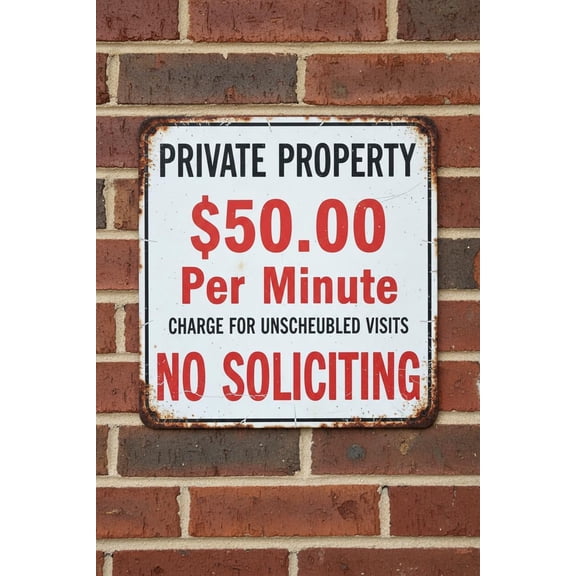 Wall Decor No Solicitors. Solicitors Will Be Charged Sign. 9x12. Metal. No Soliciting Vintage Signs Aluminum Plates Printed