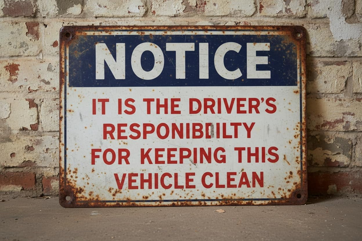 Wall Decor Notice Driver Is Responsible For Keeping This Vehicle Clean ...