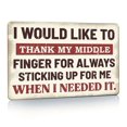 thumbnail image 1 of Wall Decor Office Dorm Den Humor Personality Vintage Retro Tin Sign - Thank my Middle Finger Sticking up for Me, 1 of 3