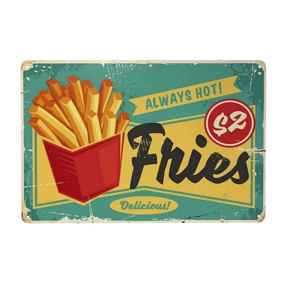 Wall Decor Office Dorm Den Humor Personality Vintage Retro Tin Sign - Vintage Fries