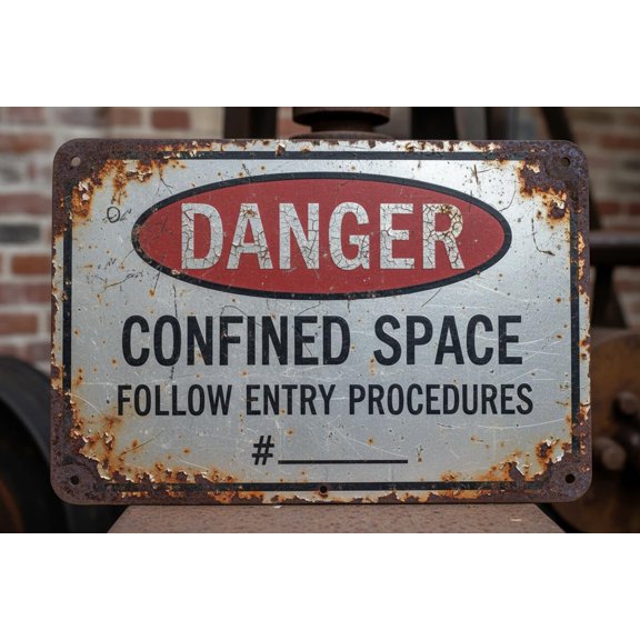 Wall Decor Osha Danger Sign: Confined Space, Follow Entry Procedures #_ Metal Sign 8"x12" Clear Signage For S, Fences Vintage Signs Aluminum Plates Printed