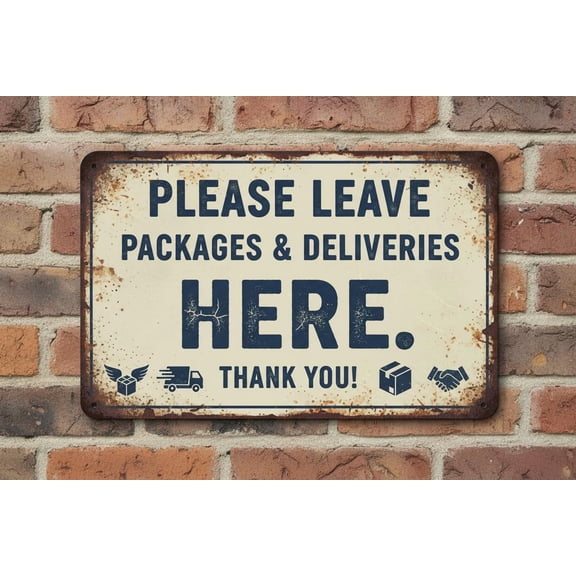 Wall Decor Please Leave Packages Deliveries Here Delivery Sign For Outdoor Use 12" * 8" Vintage 8×12 Inch