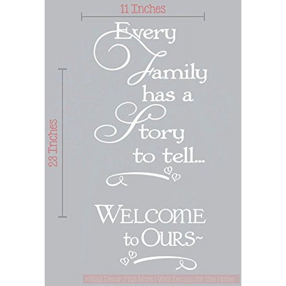 Wall Decor Plus More Every Family Has A Story to TellWall Vinyl Sticker Decal Quote 11W x 23H - White White