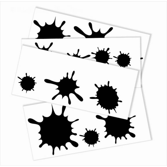 Wall Decor Plus More WDPM1726 Splatter and Splotches 13 Piece Wall Vinyl Sticker Dots Decal 5'-1.75' FUN Mud Art Room School Black