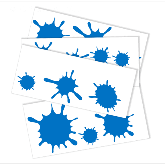 Wall Decor Plus More WDPM1742 Fun Mud Art Room School Splatter and Splotches Wall Vinyl Sticker Dots Decal, 5-Inch-1.75-Inch, Traffic Blue, 13-Piece