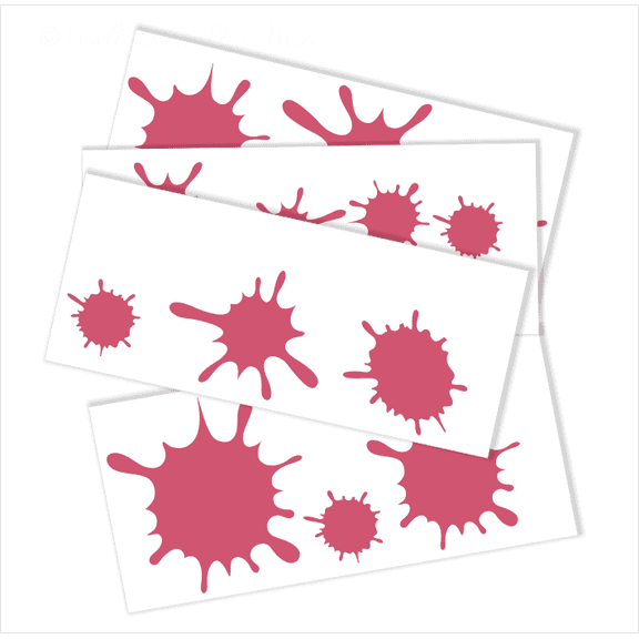 Wall Decor Plus More WDPM1751 Fun Mud Art Room School Splatter and Splotches Wall Vinyl Sticker Dots Decal, 5-Inch-1.75-Inch, Lipstick Pink, 13-Piece