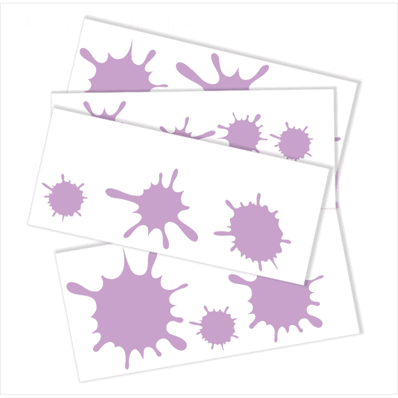 Wall Decor Plus More WDPM1755 Fun Mud Art Room School Splatter and Splotches Wall Vinyl Sticker Dots Decal, 5-Inch-1.75-Inch, Lilac, 13-Piece