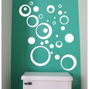 Wall Decor Plus More WDPM238 Wall Vinyl Sticker Decal Circles and Rings, White, 25-Piece