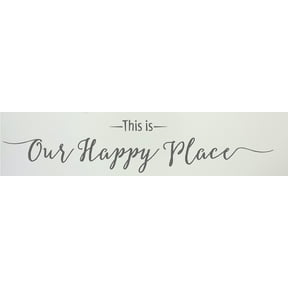 Wall Decor Plus More WDPM3478 'This is Our Happy Place Script' Wall Decal Vinyl Lettering, 36 x 7', Storm Gray